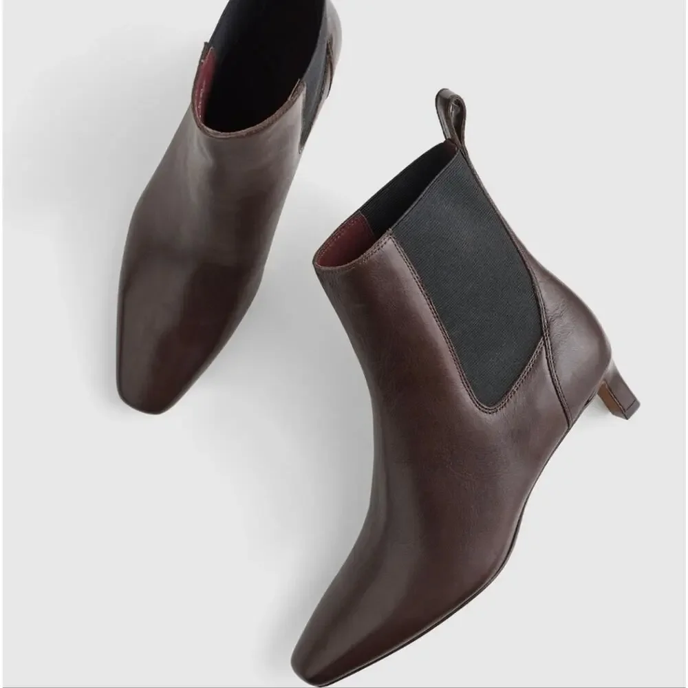 NEW Madewell The Dimes Chelsea Dark Brown Leather Ankle Booties Turkish Coffee 9